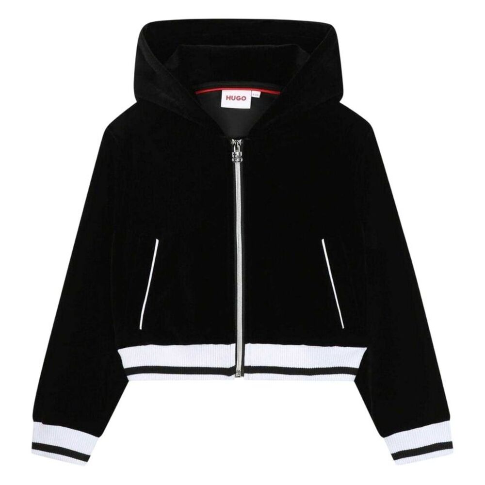 Hugo Childrens/Kids Velour Cropped Jacket / Black Melange